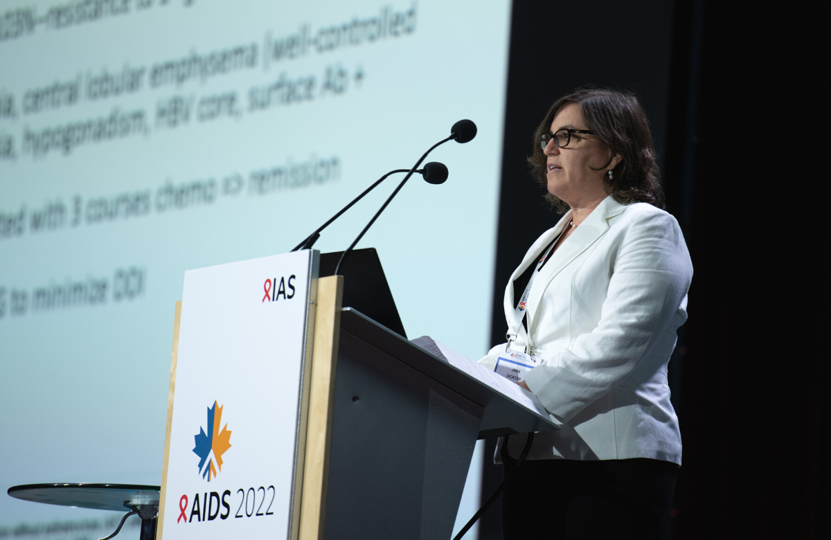 La dott.ssa Jana Dickter ad AIDS 2022. Foto ©Steve Forrest/Workers’ Photos/IAS. 