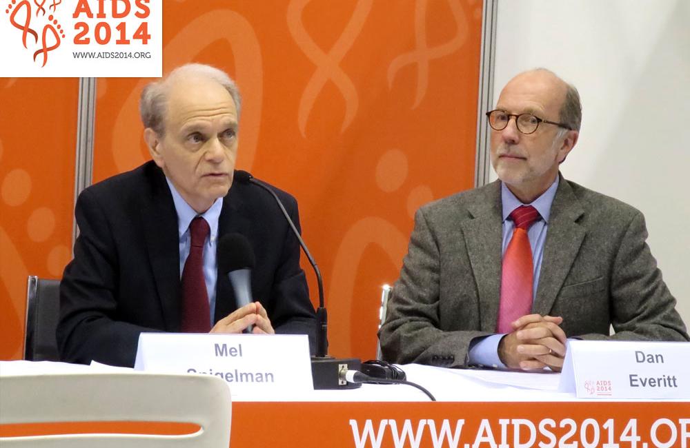 Mel Spigelman and Dan Everitt presenting at AIDS 2014. Photo by Liz Highleyman, hivandhepatitis.com
