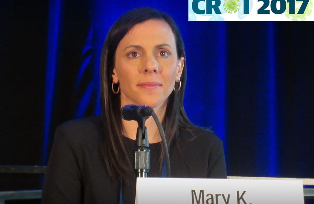 Mary Grabowski at CROI 2017. Photo by Liz Highleyman, hivandhepatitis.com