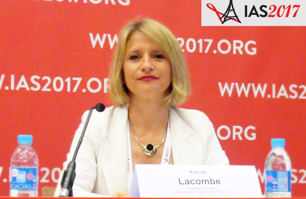 Karine Lacombe of Saint-Antoine Hospital, Paris, at IAS 2017. Photo by Liz Highleyman, hivandhepatitis.com