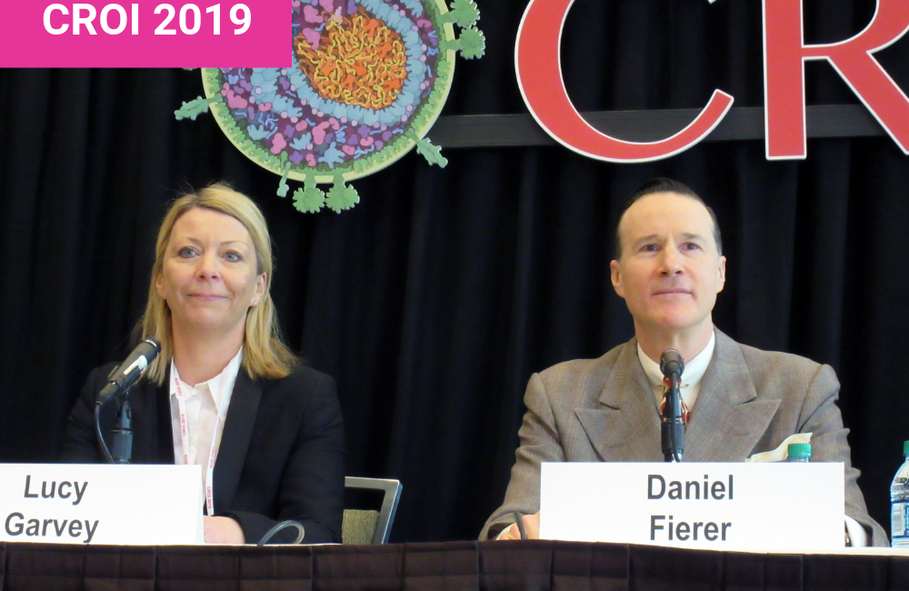 Lucy Garvey and Daniel Fierer at CROI 2019. Photo by Liz Highleyman.