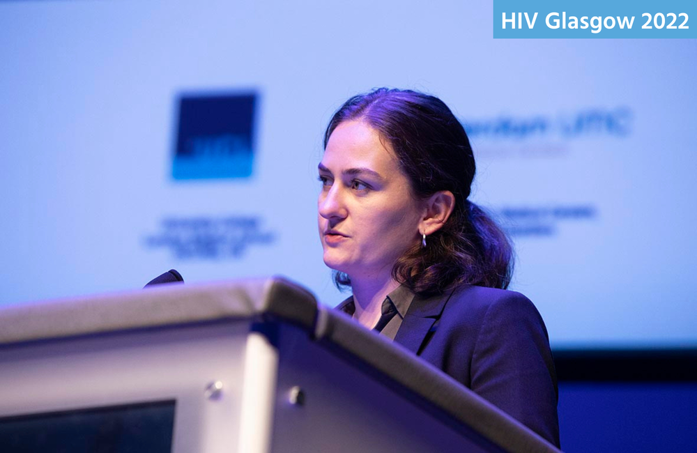 Nadine Jaschinski presenting at HIV Glasgow 2022. Image by Alan Donaldson Photography.