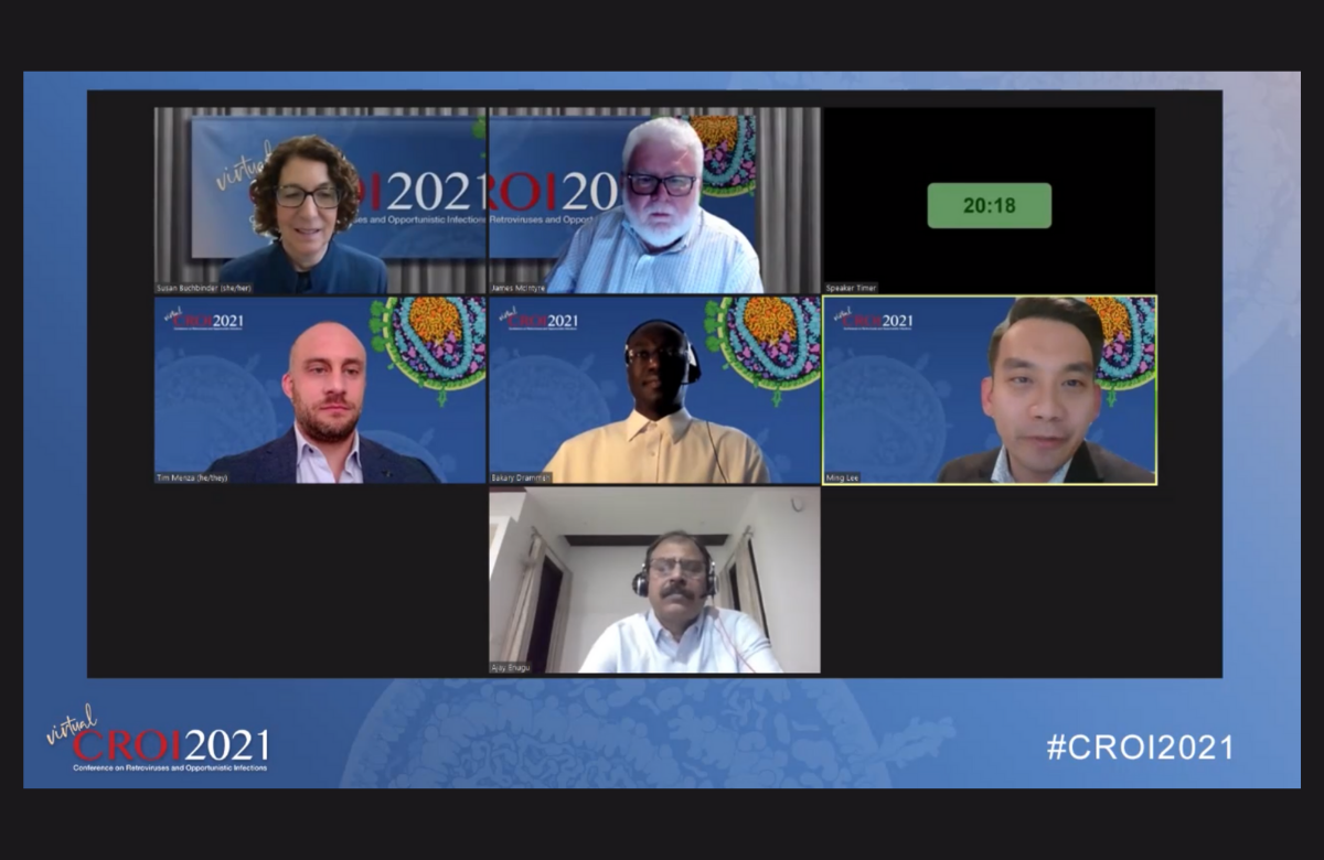 O Dr Ming Lee (à direita) a apresentar na CROI 2021.