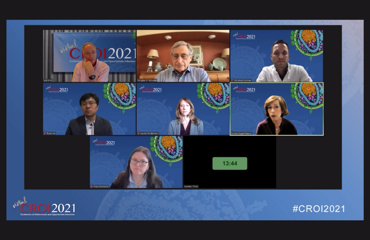 Professor Sorana Segal-Maurer (right) presenting to CROI 2021.