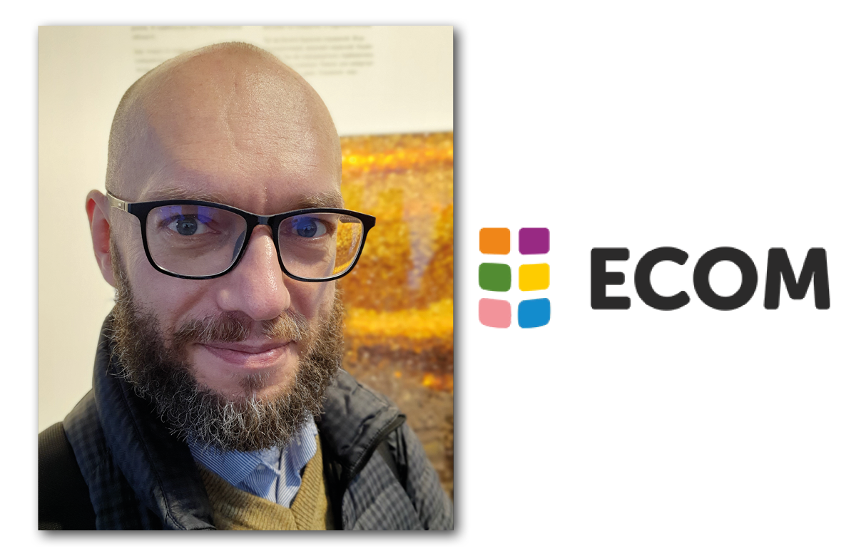 Gennady Roshchupkin and the ECOM logo