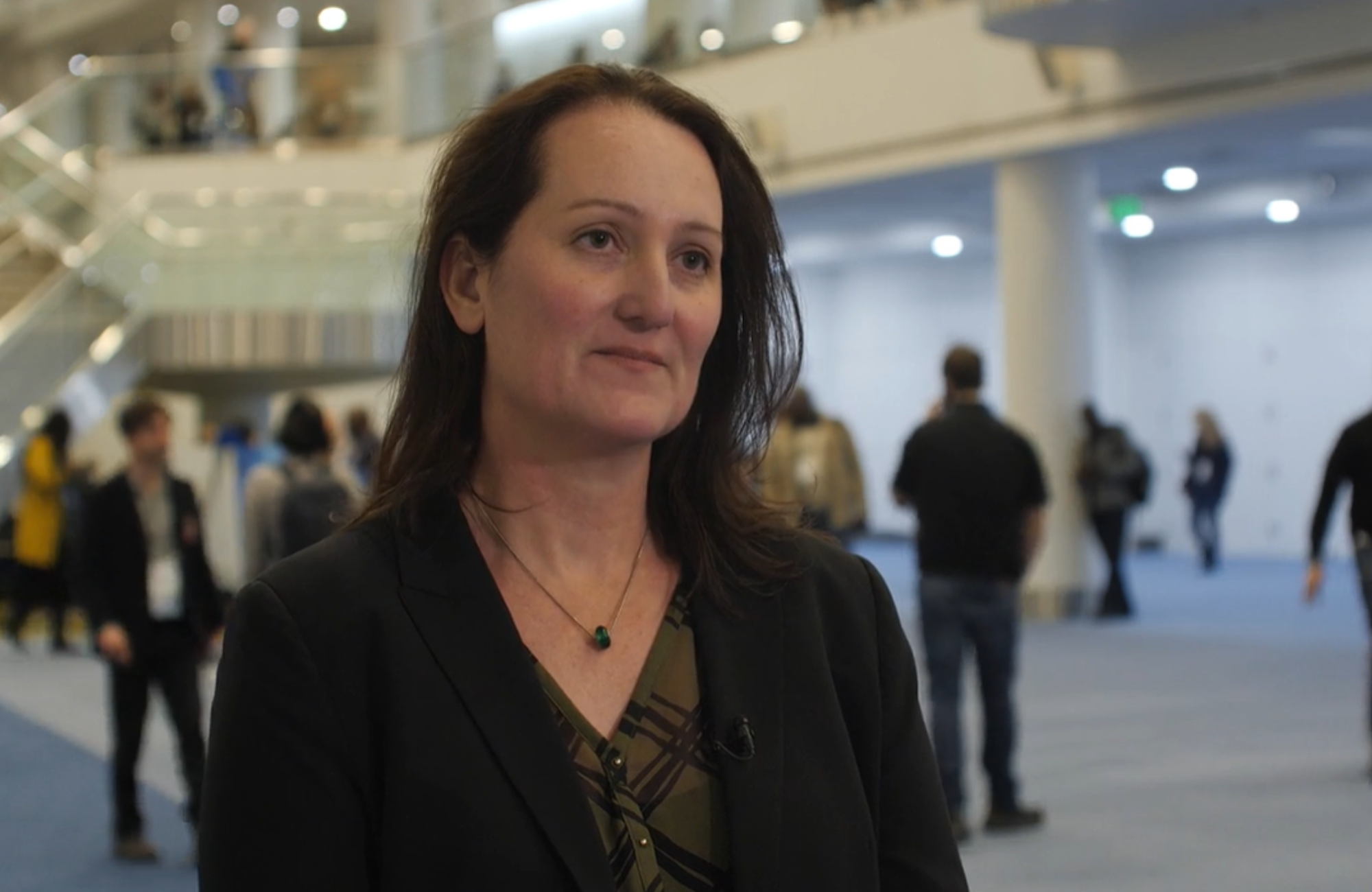 Professor Kate Seib at CROI 2026. She is being interviewed at the CROI conference centre.