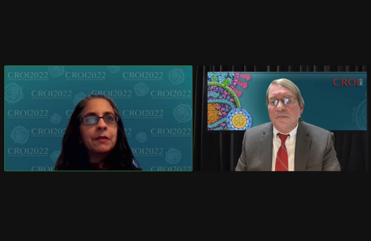 Dr Sonia Singh (left) at CROI 2022.