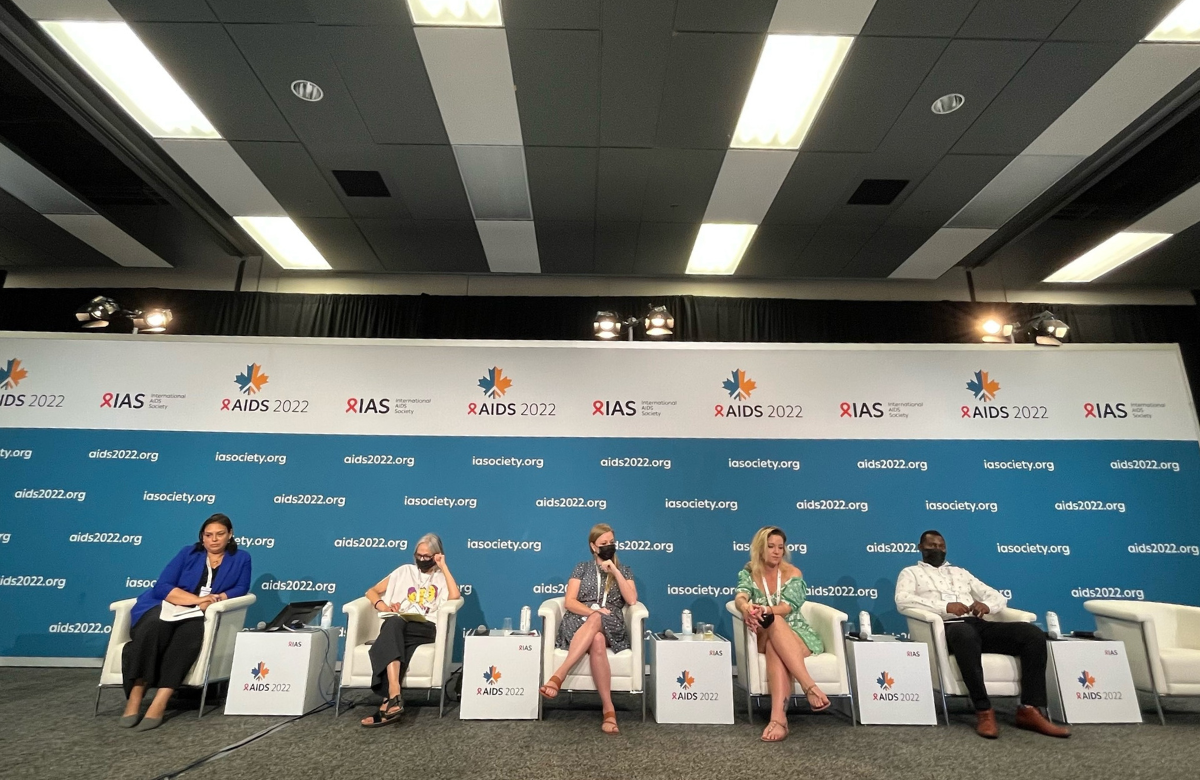 The session's community panel at AIDS 2022. Photo by Oğuzhan Nuh
