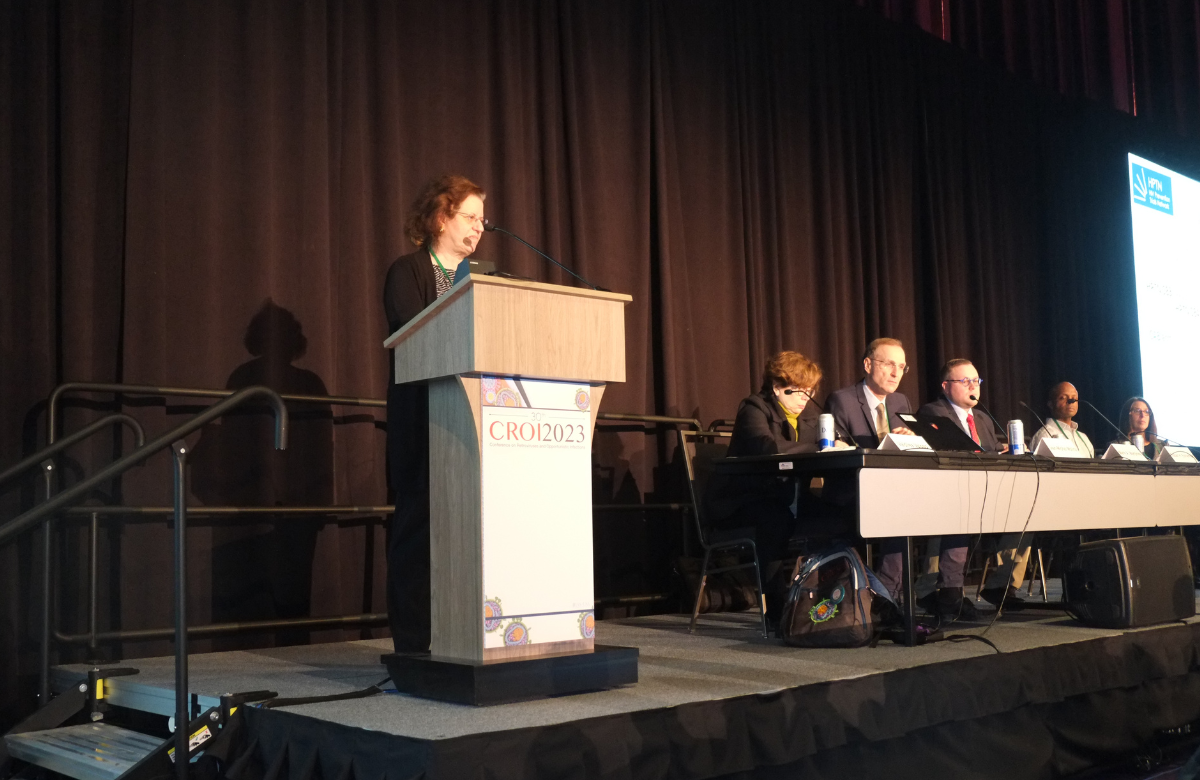 Dr Susan Eshleman presenting at CROI 2023. Photo by Roger Pebody.