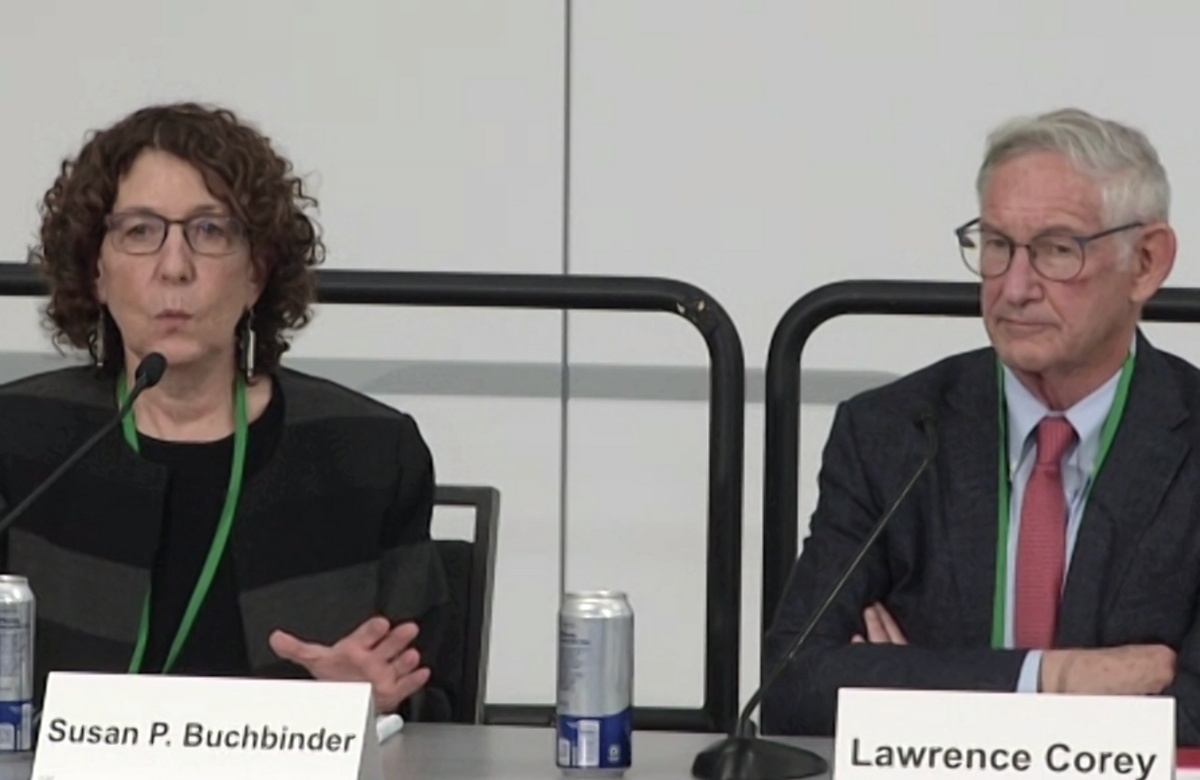 Professors Susan Buchbinder and Larry Corey at CROI 2023. 