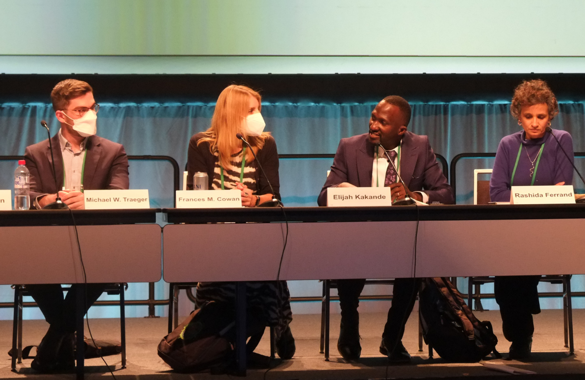 Dr Elijah Kakande (third from left) at CROI 2023. Photo by Roger Pebody