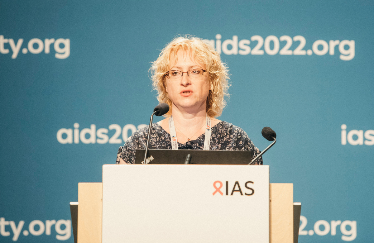 La dott.ssa Justyna Kowalska ad AIDS 2022. Foto©Jordi Ruiz Cirera/IAS