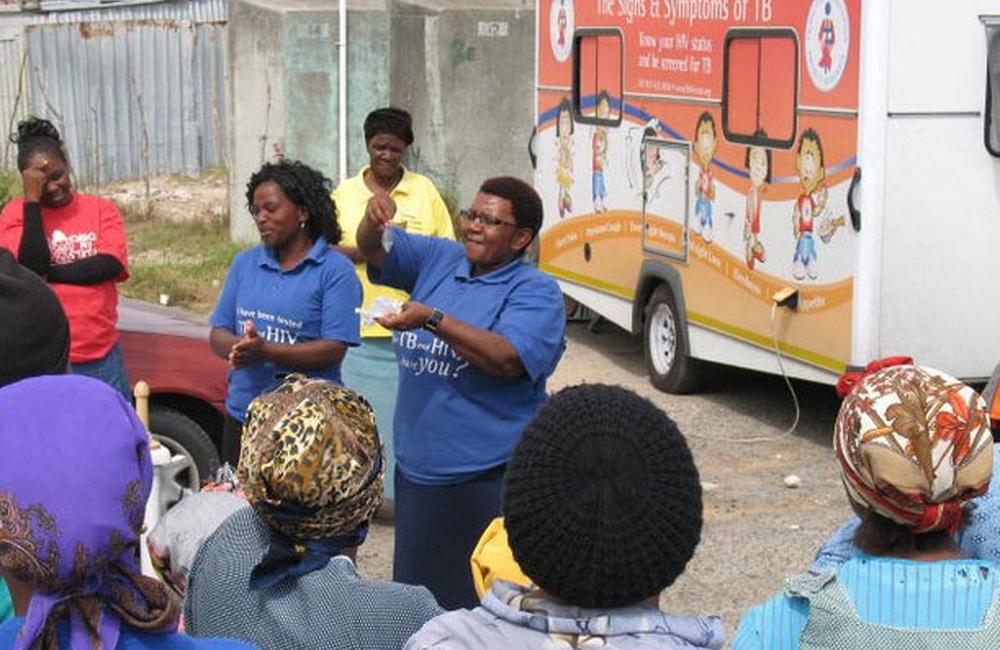 A door-to-door TB awareness campaign in Khayelitsha, South Africa. Image courtesy of TB/HIV Care Association