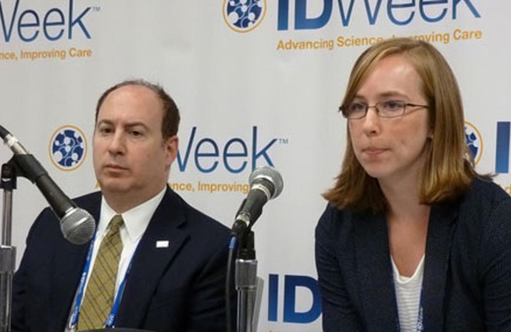 Elizabeth Neuner from the Cleveland Clinic and HIV Medicine Association chair Michael Horberg, at the ID Week Conference.