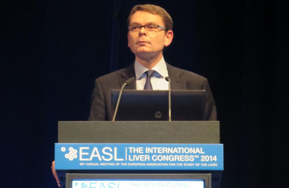 Christophe Hézode speaking at the International Liver Congress 2014. Photo by Liz Highleyman, hivandhepatitis.com.