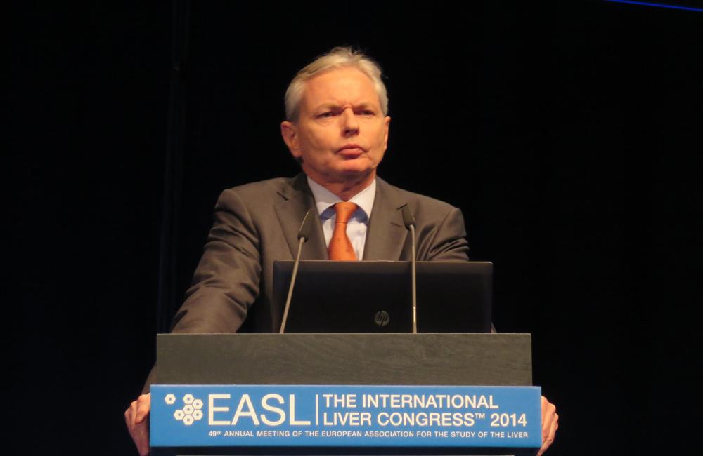 Professor Stefan Zeuzem speaking at the International Liver Congress 2014. Photo by Liz Highleyman, hivandhepatitis.com.