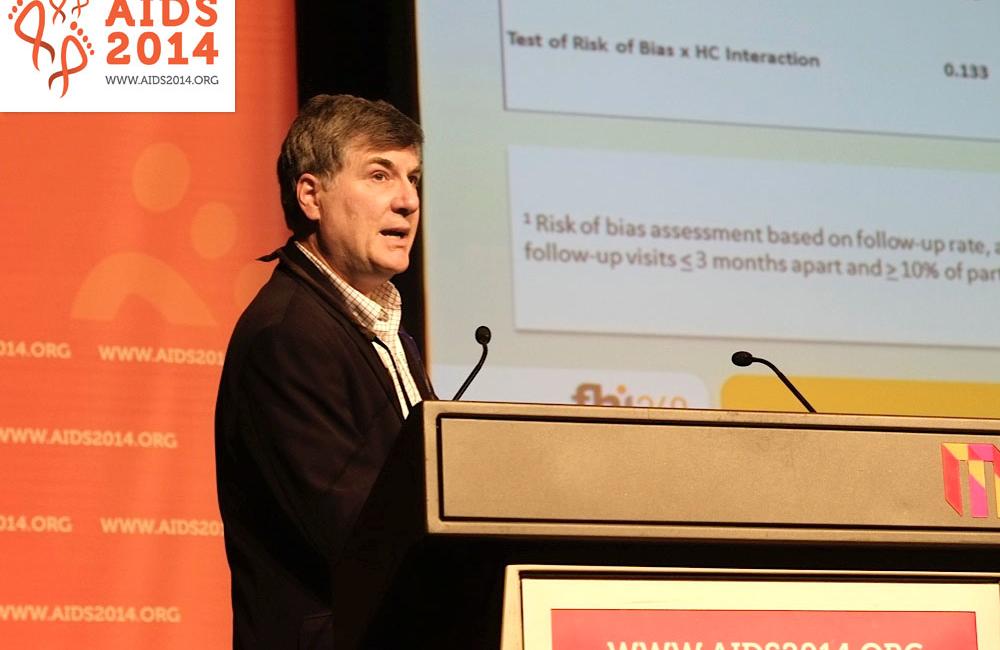 Charles Morrison, of FHI 360, presenting at AIDS 2014. Image by Roger Pebody (aidsmap.com)