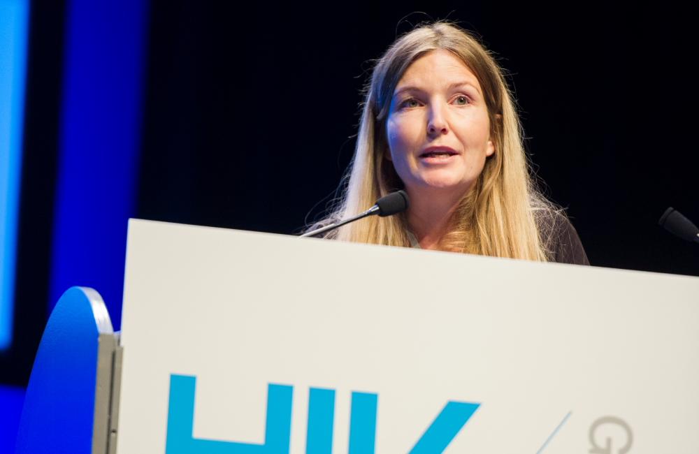 Anne Marie W Efsen, Copenhagen Centre for Health and Infectious Disease Research, speaking at HIV Glasgow. Image courtesy of HIV Drug Therapy Glasgow 2014 (hivglasgow.org)