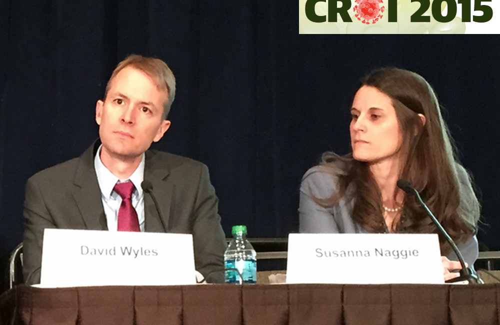 David Wyles and Susanna Naggie presenting at CROI 2015. Photo by Liz Highleyman, hivandhepatitis.com
