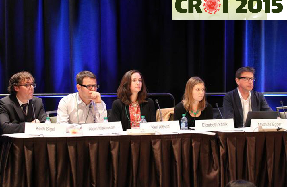 Panel including Elizabeth Yanik and Matthias Egger, at CROI 2015. Photo credit: Robb Cohen www.RobbsPhotos.com.