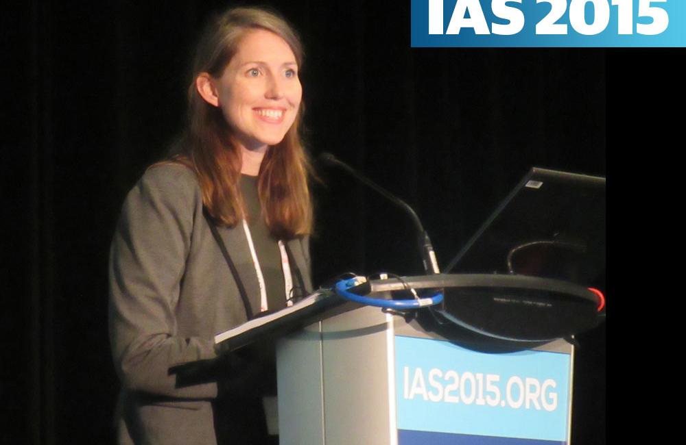 Cheryl Johnson, World Health Organization, presenting at IAS 2015. Photo by Liz Highleyman, hivandhepatitis.com