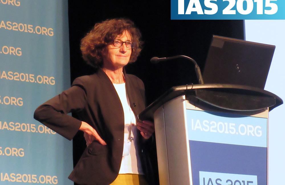 Dominique Salmon at IAS 2015. Photo by Liz Highleyman, hivandhepatitis.com