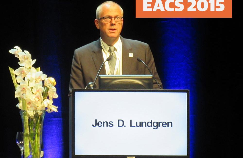 Jens Lundgren, presenting at EACS 2015. Photo by Liz Highleyman, hivandhepatitis.com