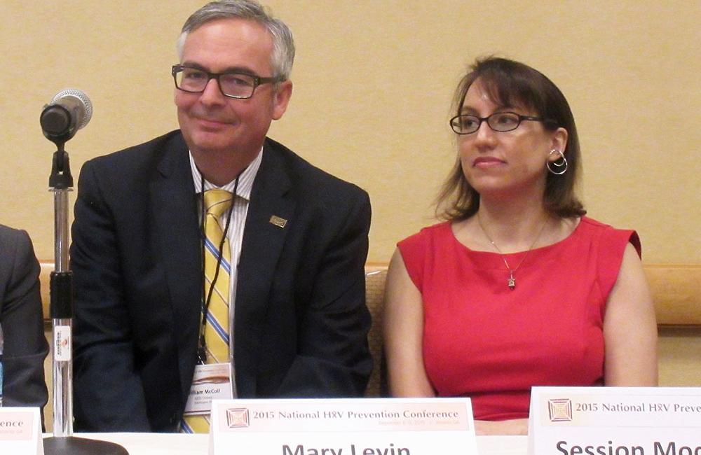 Bill McColl and Mary Beth Levin at the National HIV Prevention Conference. Photo by Liz Highleyman, hivandhepatitis.com