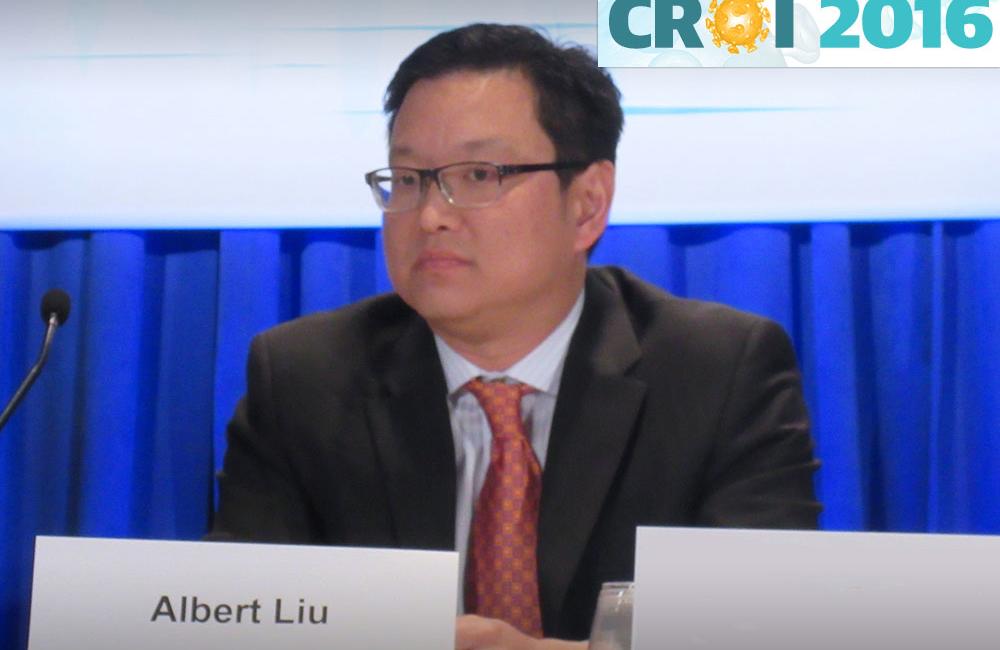 Albert Liu presenting at CROI 2016. Photo by Liz Highleyman, hivandhepatitis.com