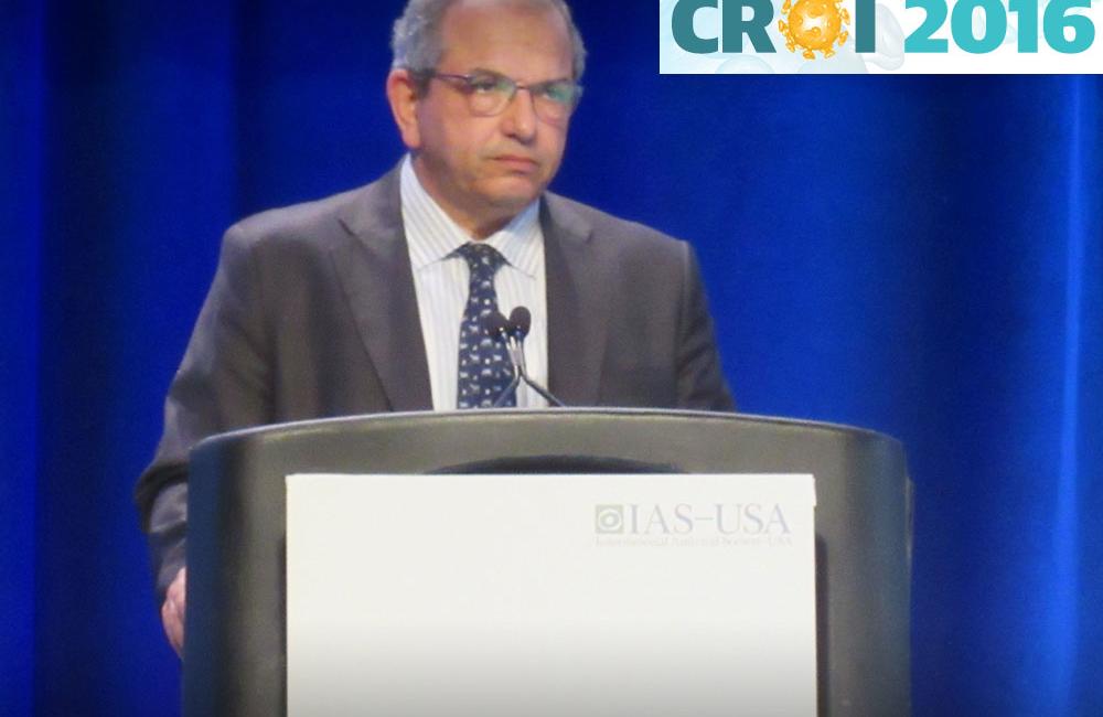 Imam Waked presenting at CROI 2016. Photo by Liz Highleyman, hivandhepatitis.com