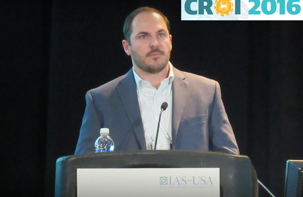 Erik Mogalian at CROI 2016. Photo by Liz Highleyman, hivandhepatitis.com