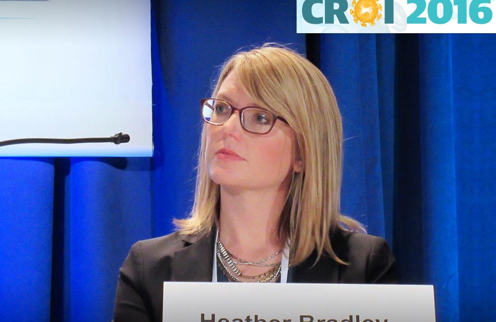 Heather Bradley presenting at CROI 2016. Photo by Liz Highleyman, hivandhepatitis.com