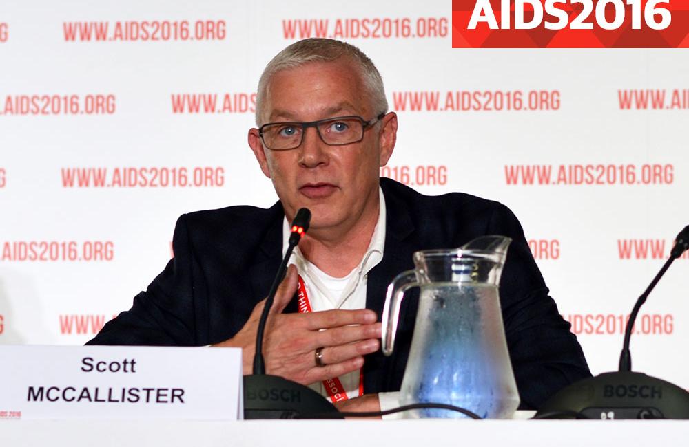 Scott McCallister presenting at AIDS 2016. Photo by Jan Brittenson, hivandhepatitis.com