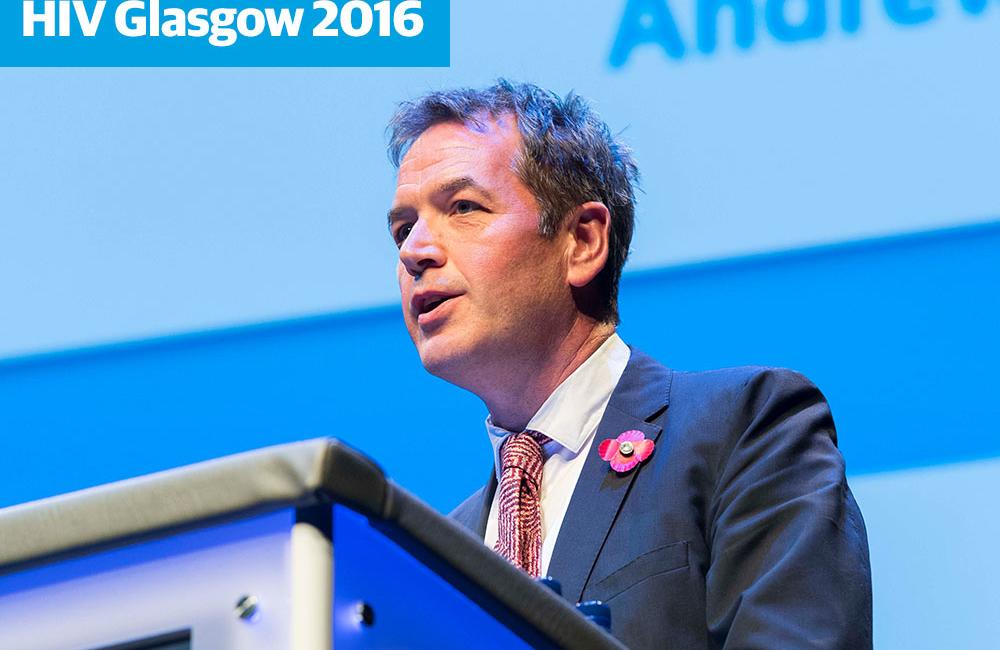 Andrew Hill speaking at HIV Glasgow. Image credit: HIV Drug Therapy Glasgow 2016