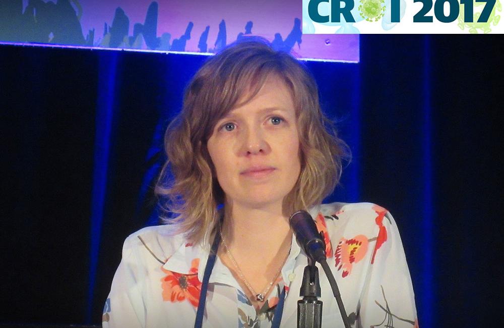 Sara Glick at CROI 2017. Photo by Liz Highleyman, hivandhepatitis.com