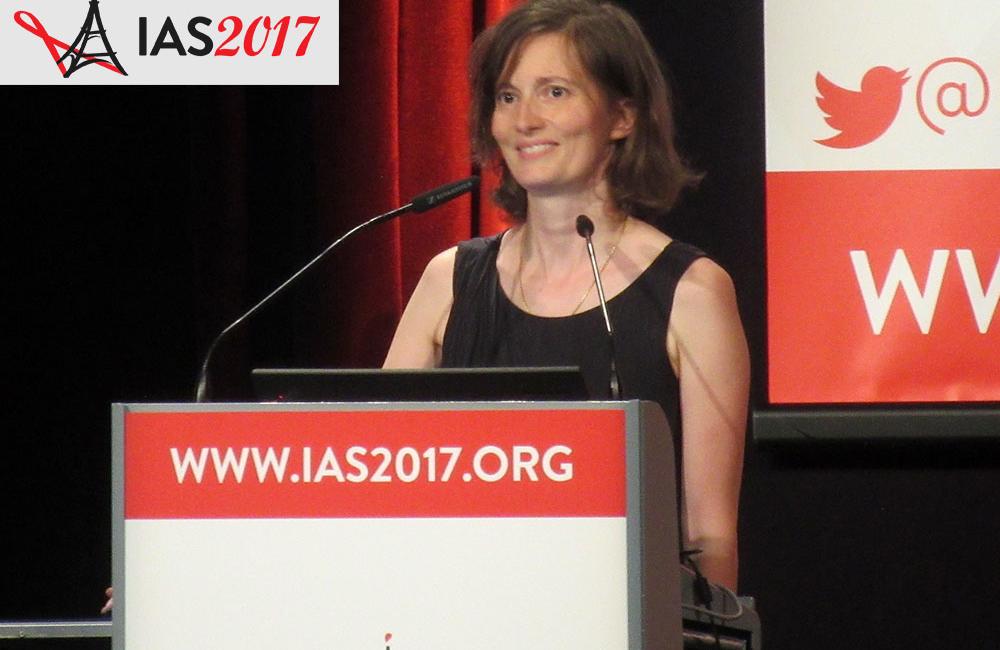 Guillemette Antoni at IAS 2017. Photo by Liz Highleyman, hivandhepatitis.com