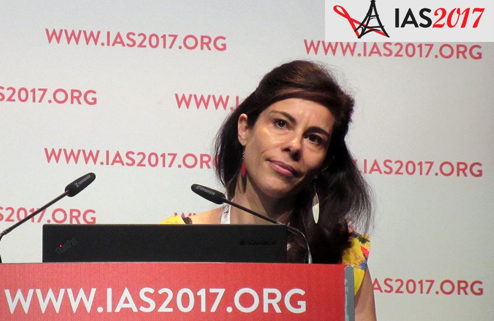 Maud Lemoine at IAS 2017. Photo by Liz Highleyman, hivandhepatitis.com