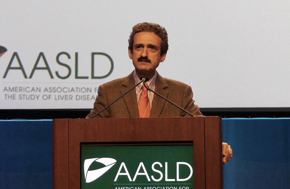 Bruno Sangro presenting at The Liver Meeting 2017. Photo by Liz Highleyman, hivandhepatitis.com