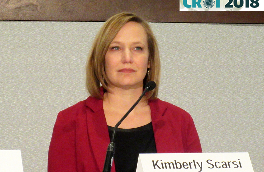 Kimberly Scarsi at CROI 2018. Photo by Liz Highleyman.
