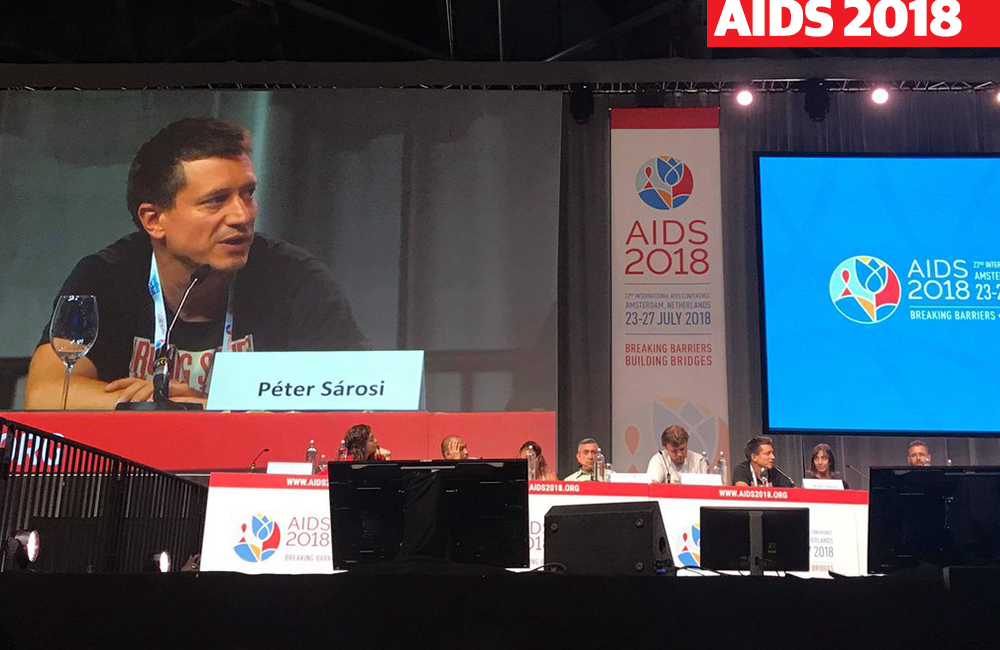 Peter Sarosi at AIDS 2018. Image credit: @sarosip