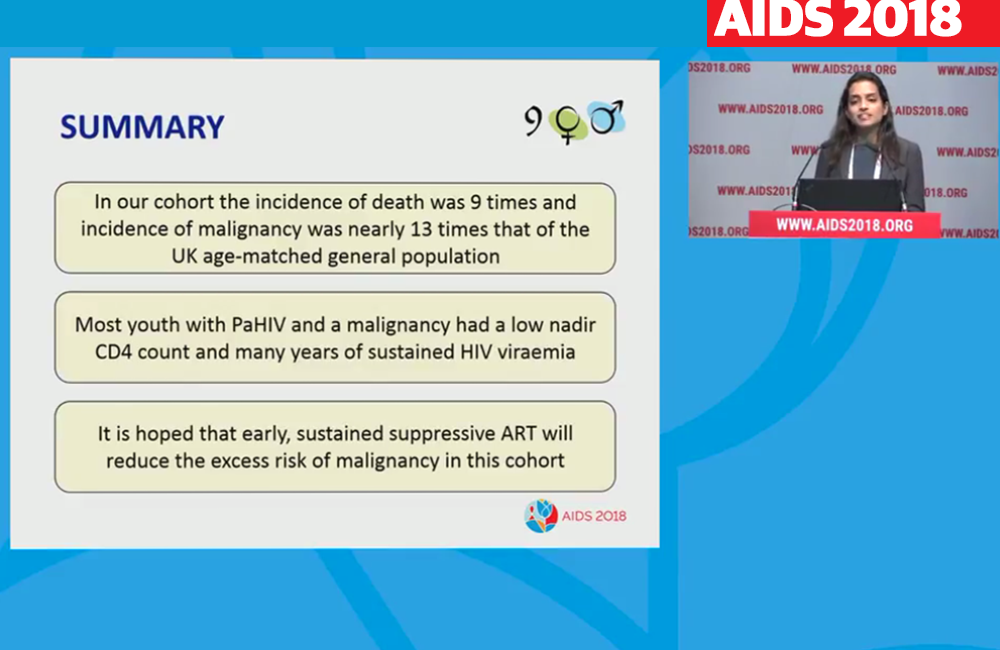 Image from the webcast of Srishti Chhabra presenting at AIDS 2018.