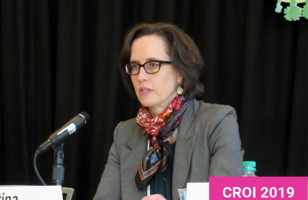 Kristina Crothers presenting at CROI 2019. Photo by Liz Highleyman.