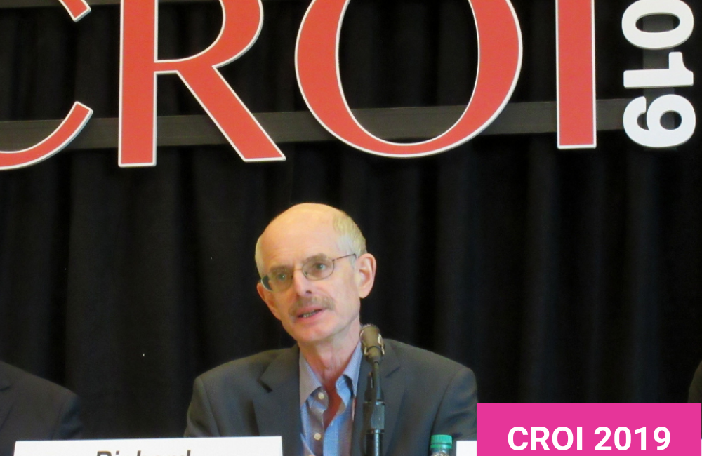 Richard Hayes presenting at CROI 2019. Photo by Liz Highleyman.