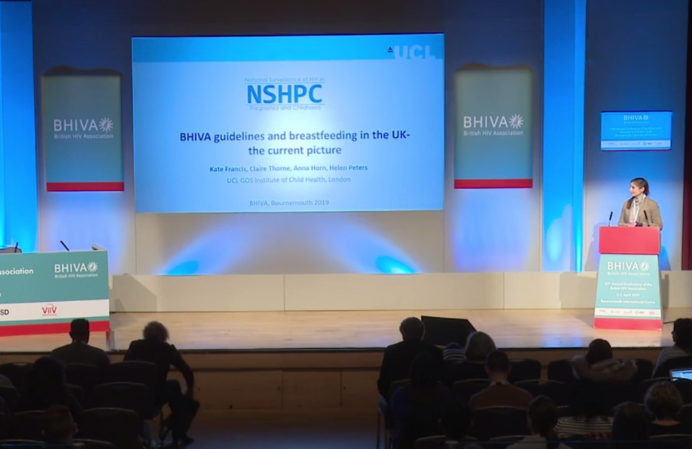 Kate Francis presenting the national surveillance data at BHIVA 2019. Image from the webcast.