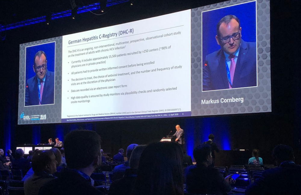 Markus Cornberg presenting at The International Liver Congress. Image: EASL Education @EASLedu