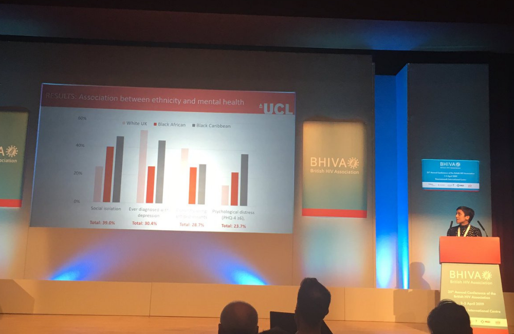 Rageshri Dhairyawan presenting at BHIVA 2019. Photo @darrenabrown
