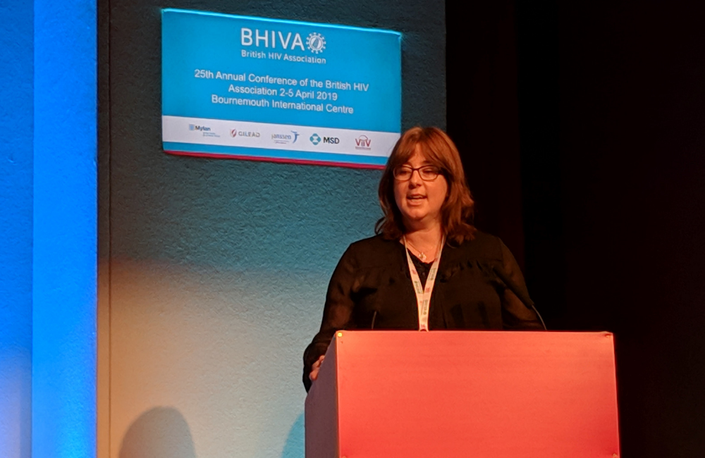 Julie Fox presenting at BHIVA 2019. Photo by Gus Cairns.