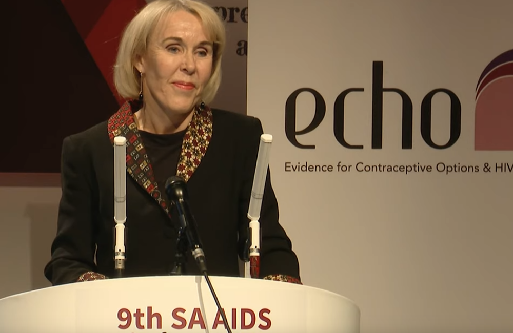 Image from the live stream of Helen Rees presenting at the conference.