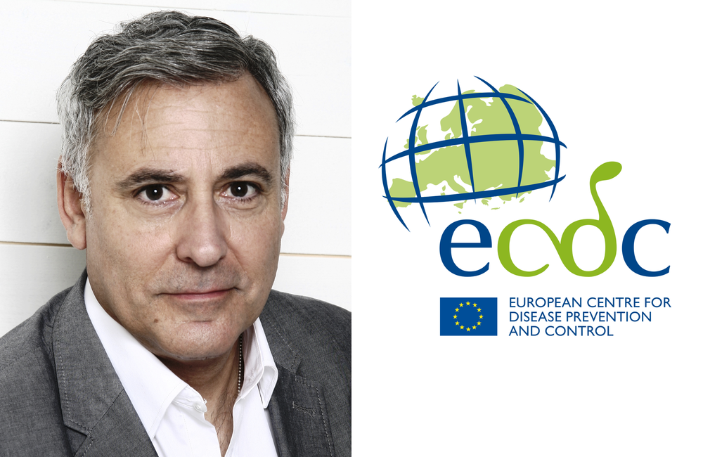 Andrew Amato-Gauci, ECDC. Photo of Andrew Amato-Gauci and ECDC logo
