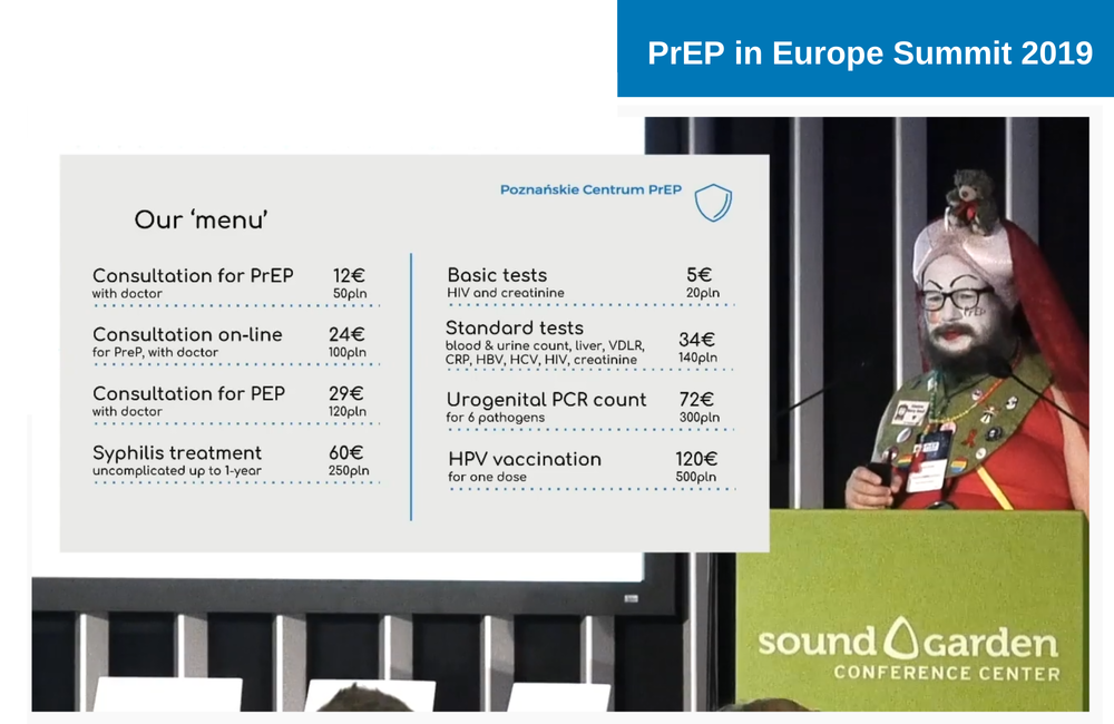 Activist Paweł Ziemba of Poznańskie Centrum PrEP presenting at the 2019 PrEP in Europe Summit.